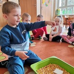 Mikołaj trzyma obrazek z kurą