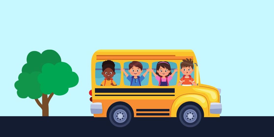dzieci w autobusie