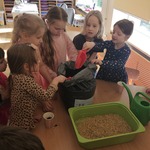 dzieci nabierają ziemię na łopatki