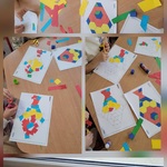 mozaiki geometryczne z kolorowego papieru